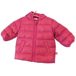 Benetton Baby Girls Size 3 - 6 Months Pink Puffer Coat Winter Hooded Jacket